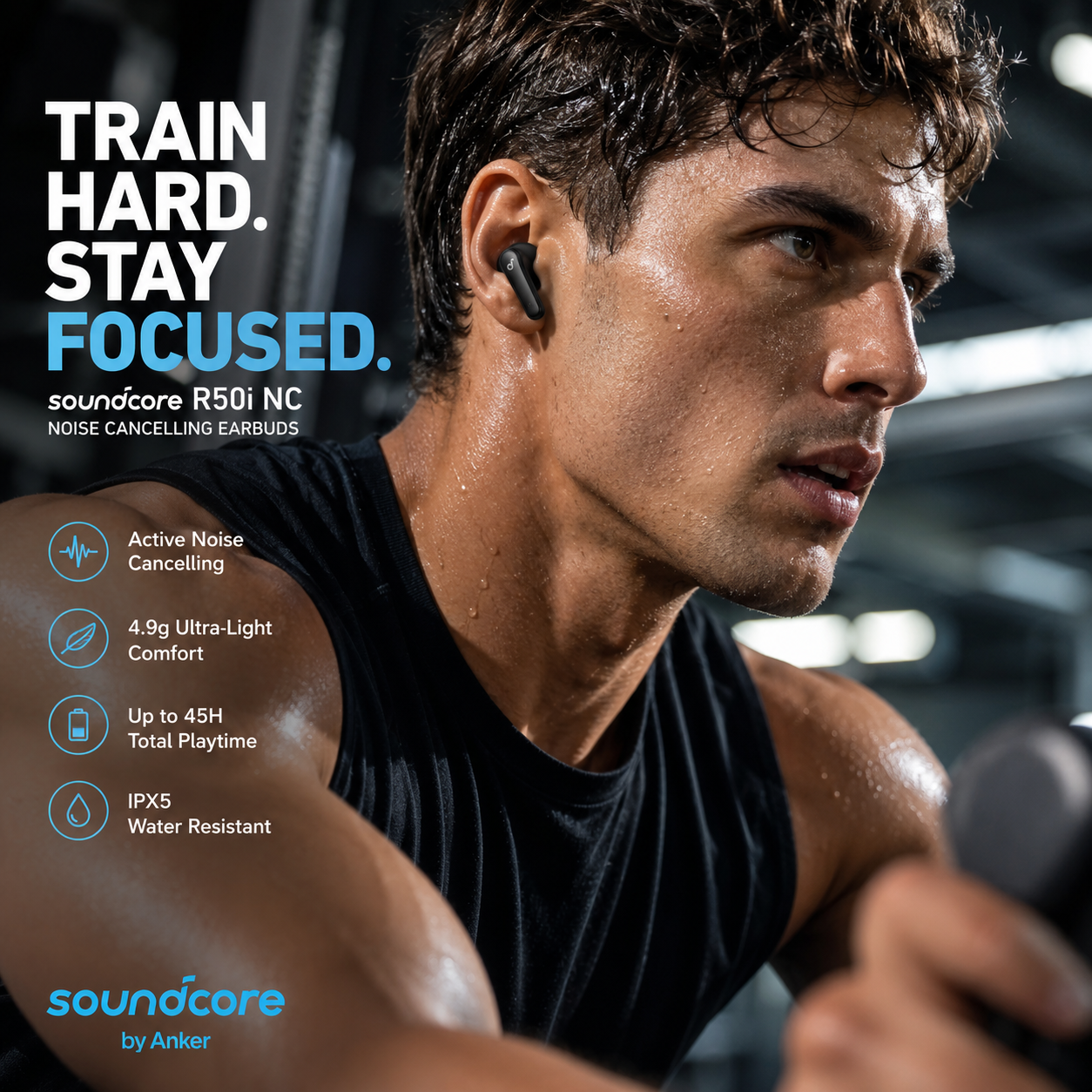طراحی ارگونومیک ایربادز انکر Soundcore R50i NC در گوش