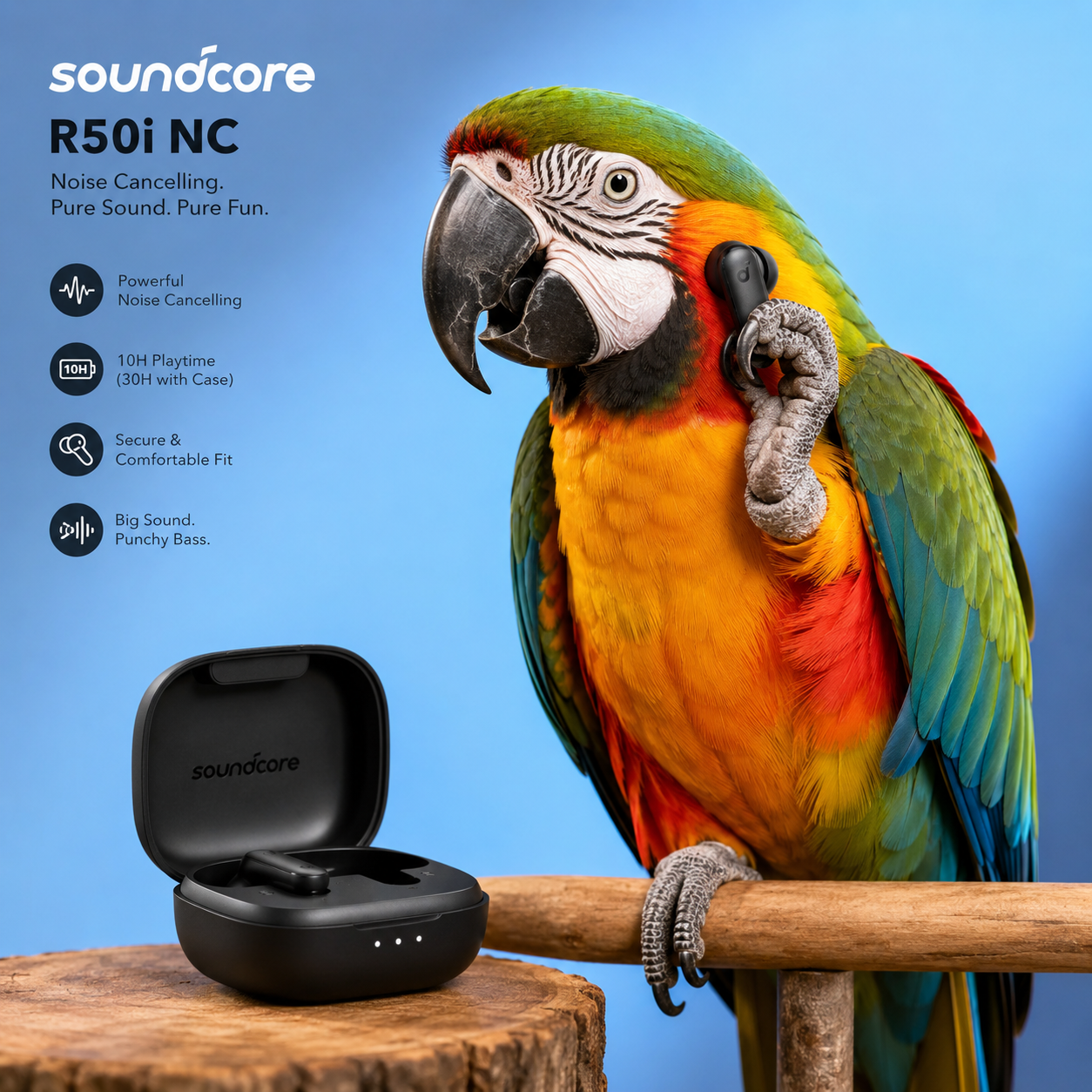 ایربادز انکر Soundcore R50i NC با طراحی مدرن و کیس شارژ